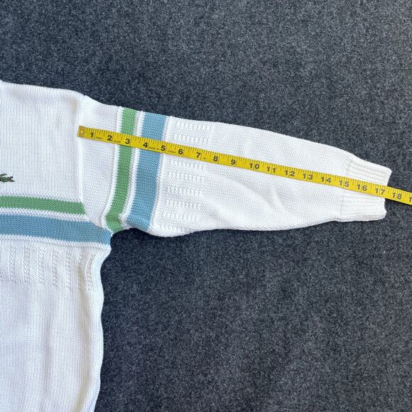 NEW Lacoste Kids White Sweater Blue Green Stripes Size 10 - Picture 14 of 15